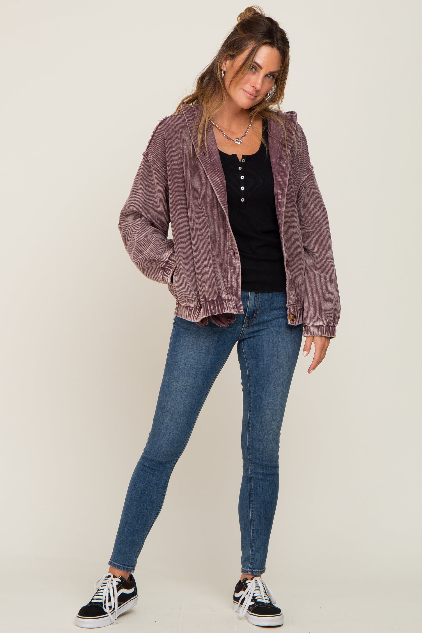 Plum Corduroy Hooded Jacket Pinkblush 