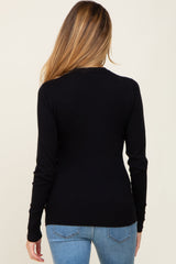 Black Knit Long Button Sleeve Maternity Top