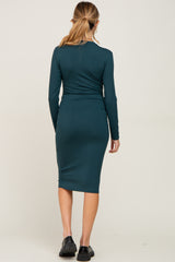 Forest Green Basic Maternity Midi Dress