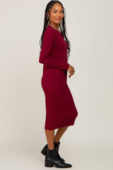 Burgundy Basic Midi Dress