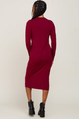 Burgundy Basic Midi Dress