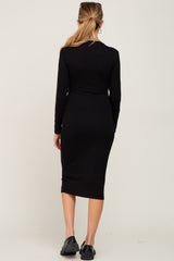 Black Basic Maternity Midi Dress