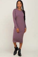 Mauve Basic Maternity Midi Dress