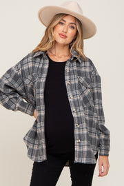 Charcoal Plaid Maternity Flannel