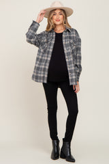 Charcoal Plaid Maternity Flannel