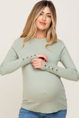 Mint Knit Long Button Sleeve Maternity Top