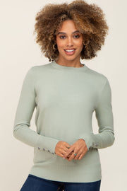 Mint Knit Long Button Sleeve Top