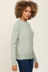 Mint Knit Long Button Sleeve Top