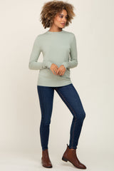 Mint Knit Long Button Sleeve Top