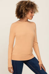 Peach Knit Long Button Sleeve Top