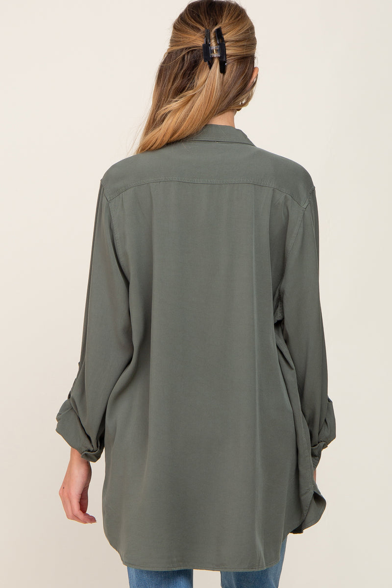 Olive Oversized Maternity Button Down Blouse – PinkBlush