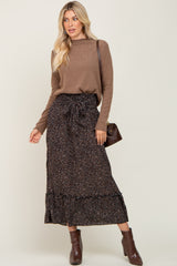 Black Ditsy Print Smocked Front Tie Maternity Skirt