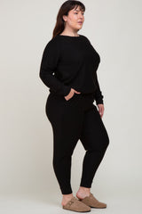 Black Soft Knit Long Sleeve Plus Set