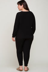 Black Soft Knit Long Sleeve Plus Set