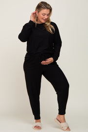 Black Soft Knit Long Sleeve Maternity Plus Set