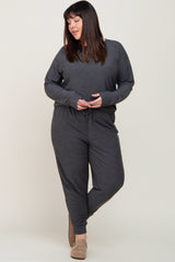 Charcoal Soft Knit Long Sleeve Plus Set