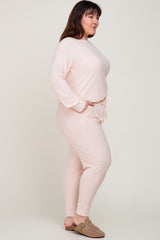 Light Pink Soft Knit Long Sleeve Plus Set