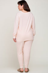 Light Pink Soft Knit Long Sleeve Plus Set