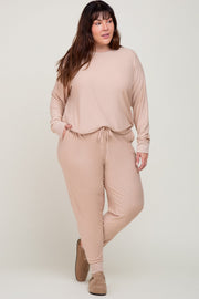 Taupe Soft Knit Long Sleeve Plus Set