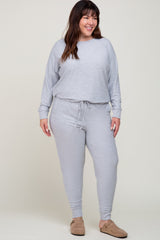 Heather Grey Soft Knit Long Sleeve Plus Set