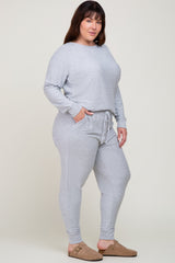 Heather Grey Soft Knit Long Sleeve Plus Set