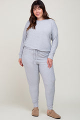 Heather Grey Soft Knit Long Sleeve Plus Set