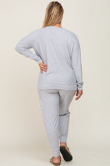 Heather Grey Soft Knit Long Sleeve Maternity Plus Set