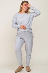 Heather Grey Soft Knit Long Sleeve Maternity Plus Set