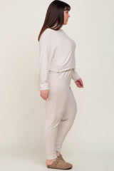 Beige Soft Knit Long Sleeve Plus Set