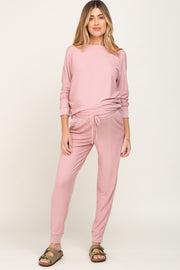 Mauve Soft Knit Long Sleeve Maternity Set