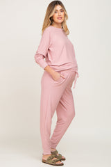 Mauve Soft Knit Long Sleeve Maternity Set