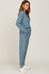 Blue Soft Knit Long Sleeve Set