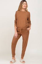 Camel Soft Knit Long Sleeve Maternity Set