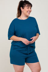 Teal Pocket Front Plus Pajama Short Set