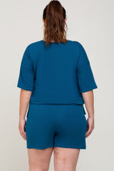 Teal Pocket Front Plus Pajama Short Set