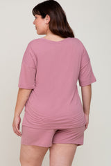 Mauve Pocket Front Plus Pajama Short Set