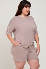 Taupe Pocket Front Plus Pajama Short Set