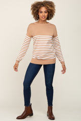 PinkBlush Camel Striped Elbow Patch Knit Sweater