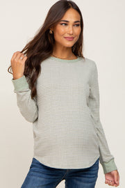 Sage Ribbed Striped Long Sleeve Maternity Top