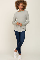 Sage Ribbed Striped Long Sleeve Top