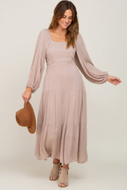 Taupe Tiered Midi Dress