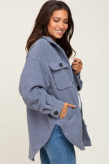 Blue Fleece Maternity Shirt Jacket