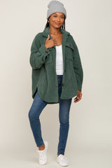 Forest Green Fleece Shirt Jacket