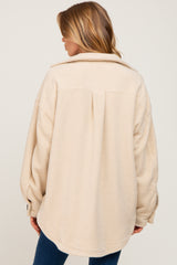 Beige Fleece Shirt Jacket