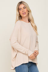 Cream Knit Long Dolman Sleeve Top