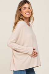 Cream Knit Long Dolman Sleeve Maternity Top