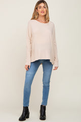 Cream Knit Long Dolman Sleeve Maternity Top