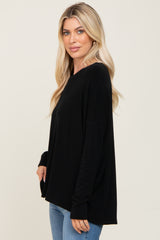 Black Knit Long Dolman Sleeve Top