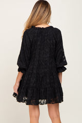 Black Floral Mesh Overlay Maternity Mini Dress