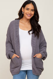 Charcoal Oversized Bubble Sleeve Maternity Cardigan